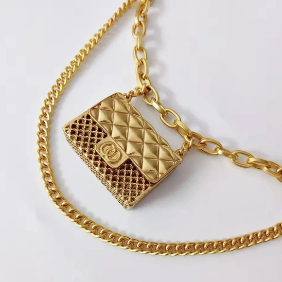 Anthropologie Mini Double Chain Charm Belt/Bag - Picture 3 of 17